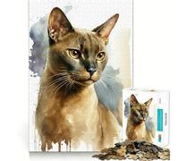 Puzzle da 1000 pezzi con gatto birmano,disegno ad acquerello,taglio preciso,divertente sfida mentale,gioco per il tempo libero,compleanno,arte (50x75cm)