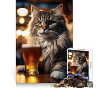 Puzzle da 1000 pezzi con gatto birra dagli occhi brillanti per adulti, ideale per il benessere mentale, il tempo libero piacevole e ricco di significato (38x26cm)