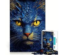 Puzzle da 1000 pezzi con gatto blu,gioco di incastro preciso,stimola la logica,ideale per il tempo libero e come regalo di compleanno 50x75cm