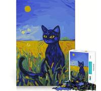 Puzzle da 1000 pezzi con gatto blu in un campo,gioco di squadra preciso e divertente,stimola la mente,ideale per momenti di relax e come decorazione natalizia 38x52cm