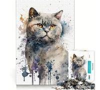 Puzzle da 1000 pezzi con gatto British Shorthair,disegno a intaglio preciso,gioco di costruzione,ideale per momenti di relax e divertimento per compleanni (38x26cm)