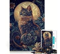 Puzzle da 1000 pezzi con gatto carino e luna notturna, ideale per adulti, migliora la memoria, dona tranquillità e un aspetto artistico (38x52cm)