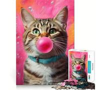 Puzzle da 1000 pezzi con gatto che fa bolle di sapone,taglio preciso,divertente sfida mentale,gioco per il tempo libero,compleanno,attività artistica (50x75cm)
