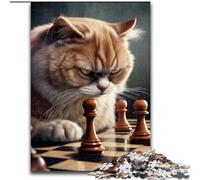 Puzzle da 1000 pezzi con gatto che gioca a scacchi, in cartone, ideale per decorare casa e ufficio, regalo perfetto per il compleanno, 1000 pezzi(26x38cm)