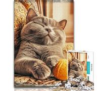 Puzzle da 1000 pezzi con gatto che gioca con un gomitolo di lana per adolescenti 1000 pezzi giocattoli giochi educativi antistress interazione genitore-figlio (26x38cm)