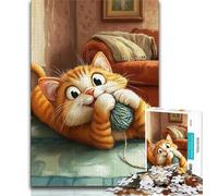 Puzzle da 1000 pezzi con gatto che gioca con un gomitolo di lana per adolescenti,aiuta il cervello a esercitare i giocattoli avvincenti per coltivare la pazienza e l'interazione genitore-figlio