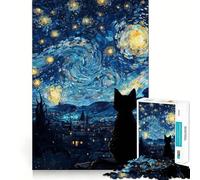 Puzzle da 1000 pezzi con gatto che guarda il cielo stellato,incastro perfetto,gioco artistico,sfida mentale,divertimento per il tempo libero,regalo di compleanno (38x52cm)