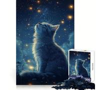 Puzzle da 1000 pezzi con gatto che guarda le stelle, ideale per adulti, per allenare la mente, per una fuga rilassante, con taglio uniforme, perfetto come regalo per le vacanze (38x52cm)