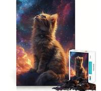 Puzzle da 1000 pezzi con gatto che guarda le stelle,taglio netto,gioco di logica,attività rilassante,regalo di compleanno (38x52cm)