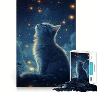 Puzzle da 1000 pezzi con gatto che guarda le stelle,taglio preciso,decorazione,logica,gioco rilassante,regalo di Natale (38x26cm)