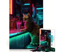 Puzzle da 1000 pezzi con gatto che ordina il latte,gioco senza soluzione di continuità,attività stimolante per la mente,gioco rilassante,divertente,regalo di compleanno,hobby (38x26cm)