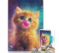 Puzzle da 1000 pezzi con gatto che soffia bolle per adulti e adolescenti, aiuta il cervello a esercitare i giocattoli avvincenti per coltivare la pazienza, gioco di sfida unico 38x26cm