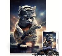 Puzzle da 1000 pezzi con gatto che suona la chitarra,ideale per adolescenti Puzzle stimolante e divertente,per un'attività ricreativa leggera Taglio fine,regalo di Natale unico (50x75cm)