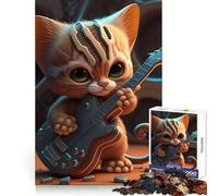 Puzzle da 1000 pezzi con gatto che suona la chitarra,ideale per adolescenti,stimola la creatività,favorisce il tempo libero e offre un'esperienza di evasione perfetta Regalo perfetto per le vacanze