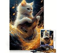 Puzzle da 1000 pezzi con gatto che suona la chitarra,ideale per adolescenti,stimola l'agilità cerebrale,rilassa e crea un'atmosfera sicura Perfetto anche come sorpresa di compleanno (38x52cm)