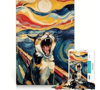 Puzzle da 1000 pezzi con gatto che urla,disegno a taglio liscio,gioco creativo,giocattolo rilassante,regalo di Natale per il tempo libero (38x52cm)