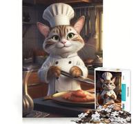 Puzzle da 1000 pezzi con gatto chef che cucina e prepara dolci, gioco rompicapo, rilassante e stimolante per l'intelletto, ideale come regalo per tutta la famiglia 38x52cm