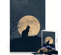 Puzzle da 1000 pezzi con gatto, cielo e luna al chiaro di luna, ideale per adolescenti, per il benessere mentale, per momenti di relax, perfetto per un regalo speciale (38x52cm)