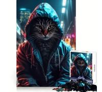 Puzzle da 1000 pezzi con gatto, città asiatica di notte, ideale per adolescenti, con un design accattivante, per il tempo libero e la fuga dalla realtà, con taglio uniforme significativo