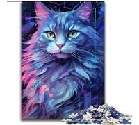 Puzzle da 1000 pezzi con gatto colorato in legno, regalo perfetto per genitori, amanti e amici - età 14+ 50x75cm, coinvolgente attività per serate di gioco in famiglia
