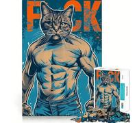Puzzle da 1000 pezzi con gatto combattente e meme,taglio premium,gioco,esercizio mentale,pace,divertimento,regalo di compleanno (38x26cm)