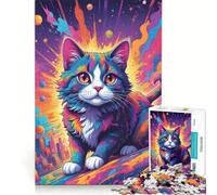 Puzzle da 1000 pezzi con gatto cosmico dai colori vivaci gioco rompicapo sfida impegnativa ideale come regalo per tutta la famiglia 38x26cm