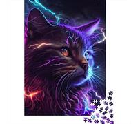 Puzzle da 1000 pezzi con gatto cosmico e fulmini, intelligenza artificiale, per adulti, regalo di Halloween, gioco educativo, sfida, giocattolo, 1000 pezzi (38x26 cm)