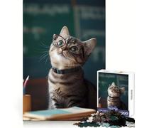 Puzzle da 1000 pezzi con gatto dagli occhiali che studia, ideale per adulti e adolescenti Ideale per allenare la mente, per un relax facile e per trovare l'ispirazione Bordi definiti Un pensiero