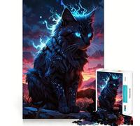 Puzzle da 1000 pezzi con gatto dalla fiamma blu mistica, ideale per adulti, regalo, per migliorare la memoria e il tempo libero, con dettagli nitidi, perfetto per decorare la parete (50x75cm)