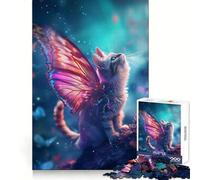 Puzzle da 1000 pezzi con gatto dalle ali di farfalla per adulti,esercizio mentale,evasione consapevole,chiusura a incastro,sorpresa natalizia (38x26cm)