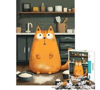 Puzzle da 1000 pezzi con gatto dei cartoni animati alle prese con un incidente in cucina Gioco rompicapo per adulti divertente per tutta la famiglia amici e parenti (38x52cm)