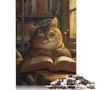 Puzzle da 1000 pezzi con gatto dei cartoni animati che legge, per adulti | Puzzle divertenti per famiglie, regali per adulti, giochi intellettuali, 1000 pezzi (38x26 cm)