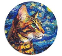 Puzzle da 1000 pezzi con gatto del Bengala e cielo notturno, in cartone, per adulti, perfetto per decorazioni per la casa, compleanni, feste e regali (67,5x67,5cm)