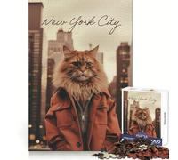 Puzzle da 1000 pezzi con gatto di New York City,tema moda per adolescenti,ideale per l'allenamento intelligente,il tempo libero e la fuga dalla realtà,con taglio impeccabile,perfetto come regalo