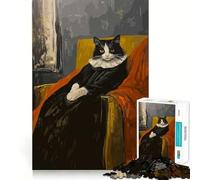 Puzzle da 1000 pezzi con gatto dipinto come la mamma di Whistler,gioco di squadra preciso e divertente per esercitare la mente,momento di pace,opera d'arte natalizia (38x26cm)