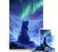 Puzzle da 1000 pezzi con gatto e aurora boreale per adulti, un gioco che stimola la mente, rilassante e divertente, perfetto come regalo per le vacanze (50x75cm)