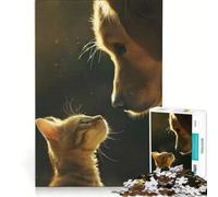 Puzzle da 1000 pezzi con gatto e cane uno di fronte all'altro, gioco rompicapo, difficile e stimolante, regalo di compleanno, regalo, 38x52cm
