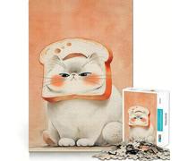 Puzzle da 1000 pezzi con gatto e cappello a forma di fetta di pane tostato,taglio premium,gioco creativo per stimolare la mente,momento di pace e divertimento,decorazione natalizia da parete (50x75cm)