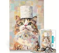 Puzzle da 1000 pezzi con gatto e cappello,perfetto per dipingere,un gioco di squadra,un'attività stimolante per la mente,divertente e rilassante,ideale come regalo di Natale (38x26cm)