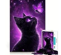 Puzzle da 1000 pezzi con gatto e farfalla nello spazio,taglio preciso,decorazione,gioco di logica,stimolante,rilassante,regalo di Natale (38x52cm)