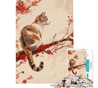 Puzzle da 1000 pezzi con gatto e fiori di ciliegio gioco rilassante sfida per l'intelligenza giocattolo avvincente regalo per donne e uomini gara di velocità manuale (dimensioni 38x52cm)