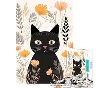 Puzzle da 1000 pezzi con gatto e fiori gioco rompicapo sfida per l'intelligenza giocattolo avvincente regalo per compleanni sfida difficile (dimensioni 38x52cm)