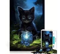 Puzzle da 1000 pezzi con gatto e lucciola,taglio premium,gioco creativo per la mente,pace e divertimento,decorazione natalizia da parete (38x52cm)