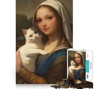 Puzzle da 1000 pezzi con gatto e Monna Lisa,incastro perfetto,gioco artistico,sfida mentale,divertimento per il tempo libero,regalo di compleanno (38x52cm)
