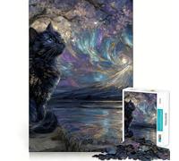 Puzzle da 1000 pezzi con gatto e montagna,paesaggio onirico,pezzi ben definiti,gioco per lo sviluppo delle capacità cognitive,divertimento e relax,decorazione artistica natalizia (50x75cm)