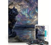 Puzzle da 1000 pezzi con gatto e montagna,paesaggio onirico,taglio preciso,divertente sfida mentale,gioco per il tempo libero,compleanno,arte,gioco (38x52cm)