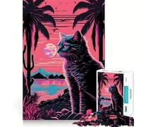 Puzzle da 1000 pezzi con gatto e natura,stile retrò,taglio preciso,decorazione,gioco per la mente,regalo,gioco rilassante,attività per compleanno (38x52cm)