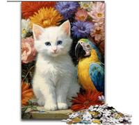 Puzzle da 1000 pezzi con gatto e pappagallo, perfetto per adolescenti, per rafforzare i legami familiari, rompicapo e regalo fai da te per la casa, 50x75cm