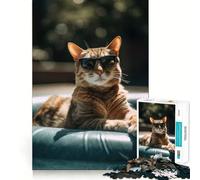 Puzzle da 1000 pezzi con gatto e piscina per ragazzi, ideale per migliorare la memoria, per il tempo libero a casa, con bordi precisi 38x52cm