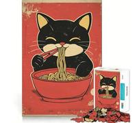 Puzzle da 1000 pezzi con gatto e ramen per adolescenti Il puzzle migliora la memoria, è comodo e rilassante, con incastri precisi Regalo festivo (38x52cm)